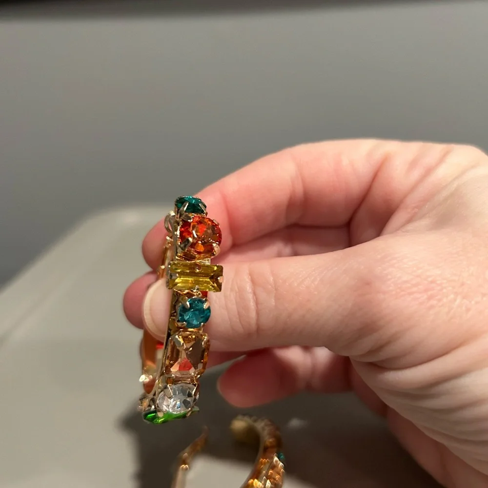 Gold Multi-Color Hoops - Picture 2 of 2